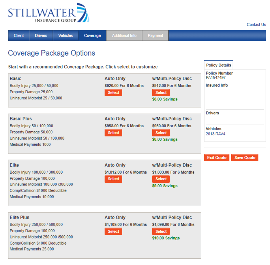 Step 5 to get Stillwater Insurance quote