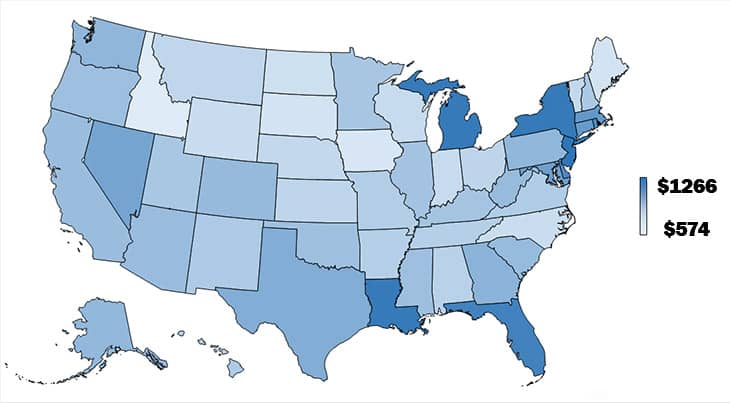 Average Car Insurance Rate Comparison By State Compare