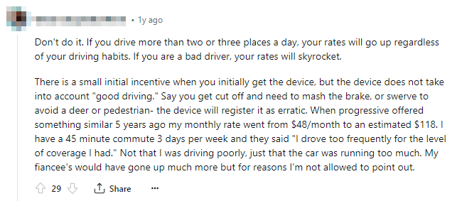 Allstate Drivewise customer testimonial on Reddit