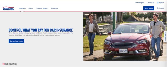 American Family Insurance quote home page