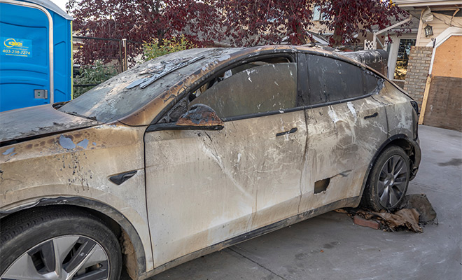 Hero image of a white car with ash damage
