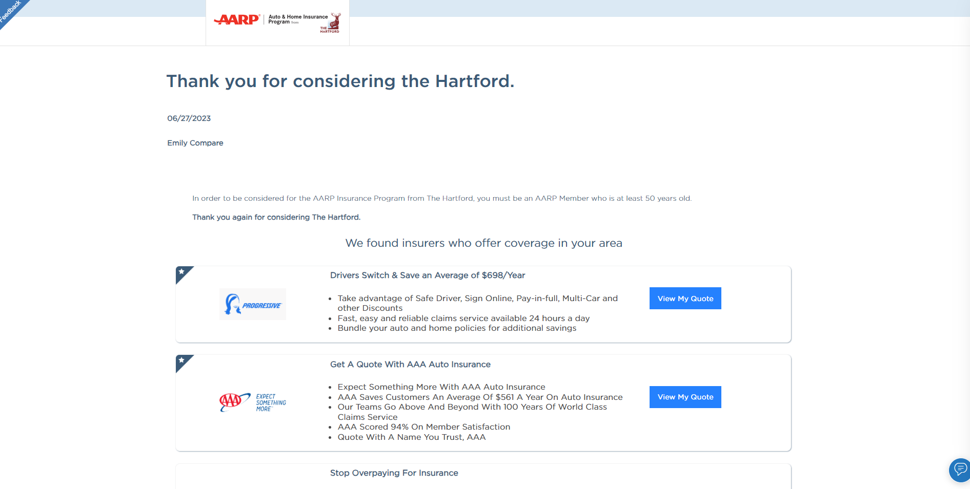 AARP Car Insurance From The Hartford
