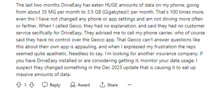 GEICO DriveEasy reddit thread