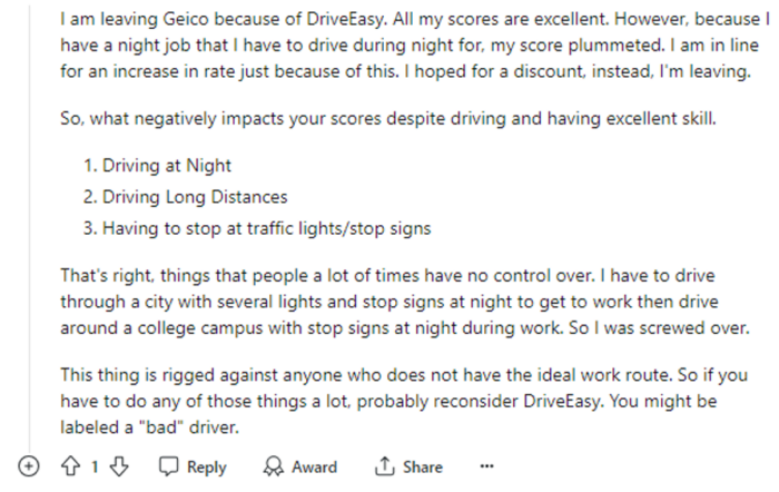 GEICO DriveEasy reddit thread