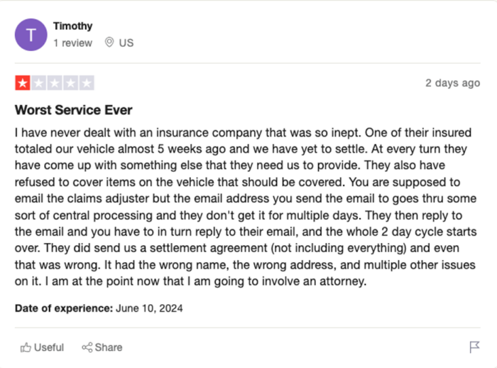 State Farm 1-star review