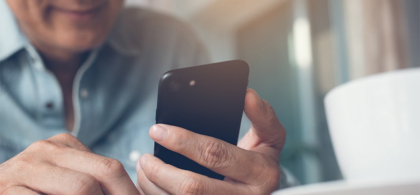 Closeup of man on phone