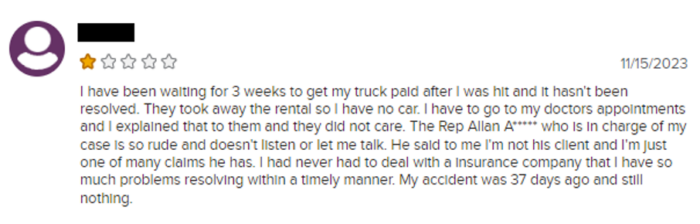 COUNTRY Financial 1-star review