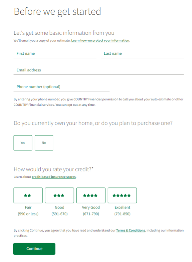 COUNTRY Financial purchasing policy step 2