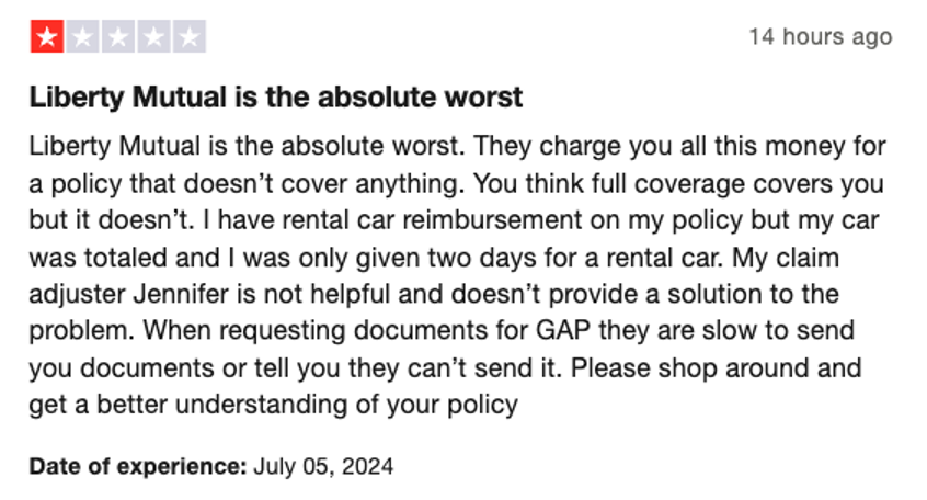 Liberty Mutual 1-star review