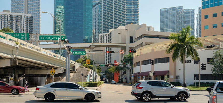 Street view of downtown Miami