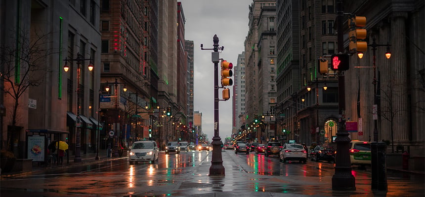 New York street view during overcast weather