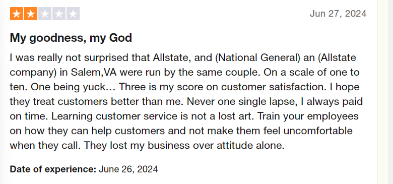 Allstate 2-star review