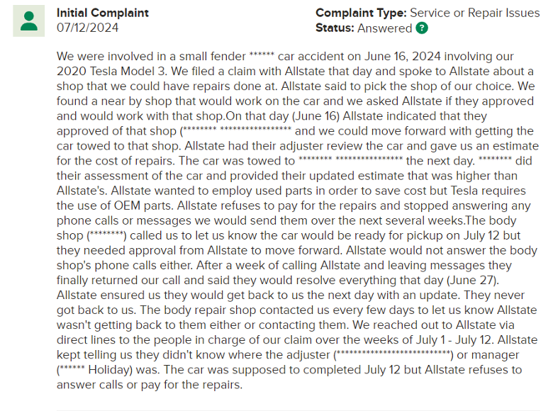 Allstate complaint