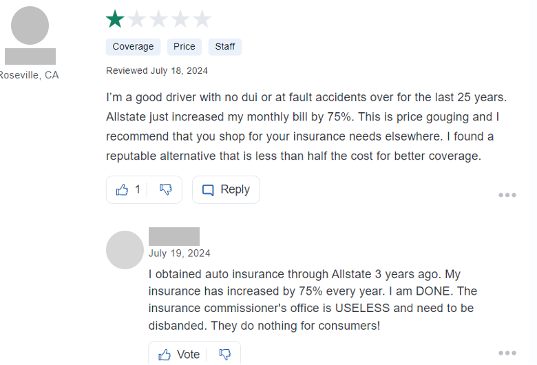 Allstate 1-star review