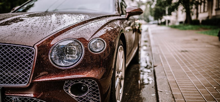 Closeup of brown luxury car