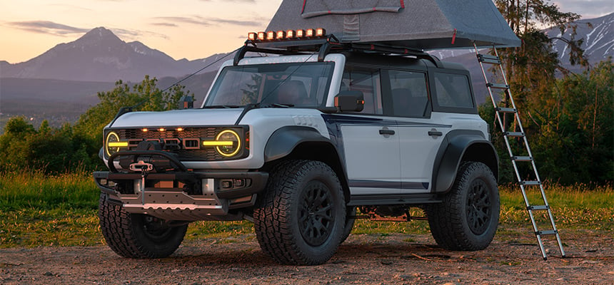 Ford Bronco in a field