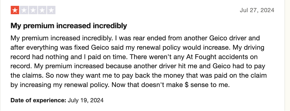 GEICO 1-star review