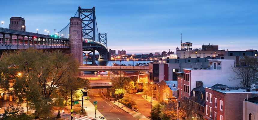 New Jersey wide view of busy street