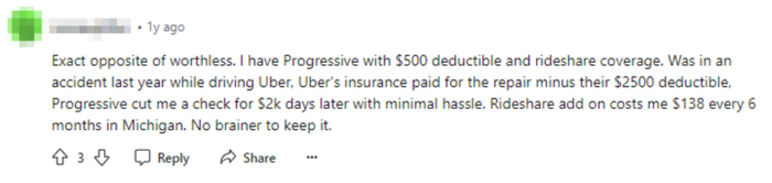 Progressive Rideshare reddit review