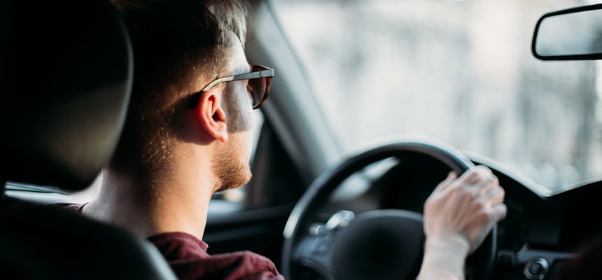 Man driving car