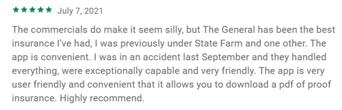 5-star review of The General app