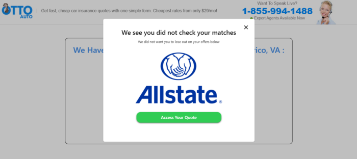 Otto insurance quote form result